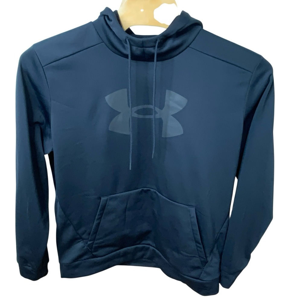 Under Armour Men's XL Black Hoodie‎ Kangaroo Pouch Loose Fleece Lined Big Logo